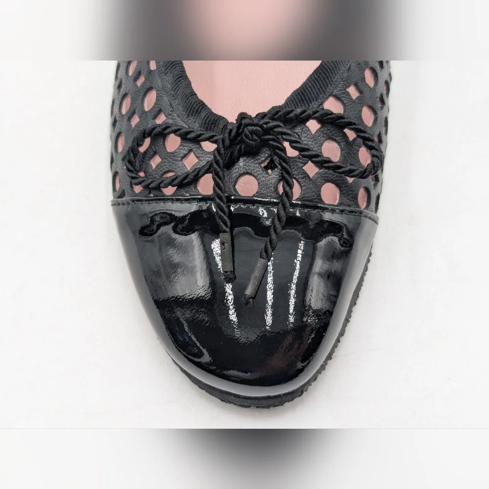 Paul Mayers Attitudes Ballet Flats Sz 8B Black Patent & Mesh Leather Women Shoes - Picture 5 of 17